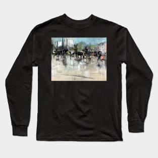 High Resolution Everett Shinn A Rainy Day in Madison Square 1894 Long Sleeve T-Shirt